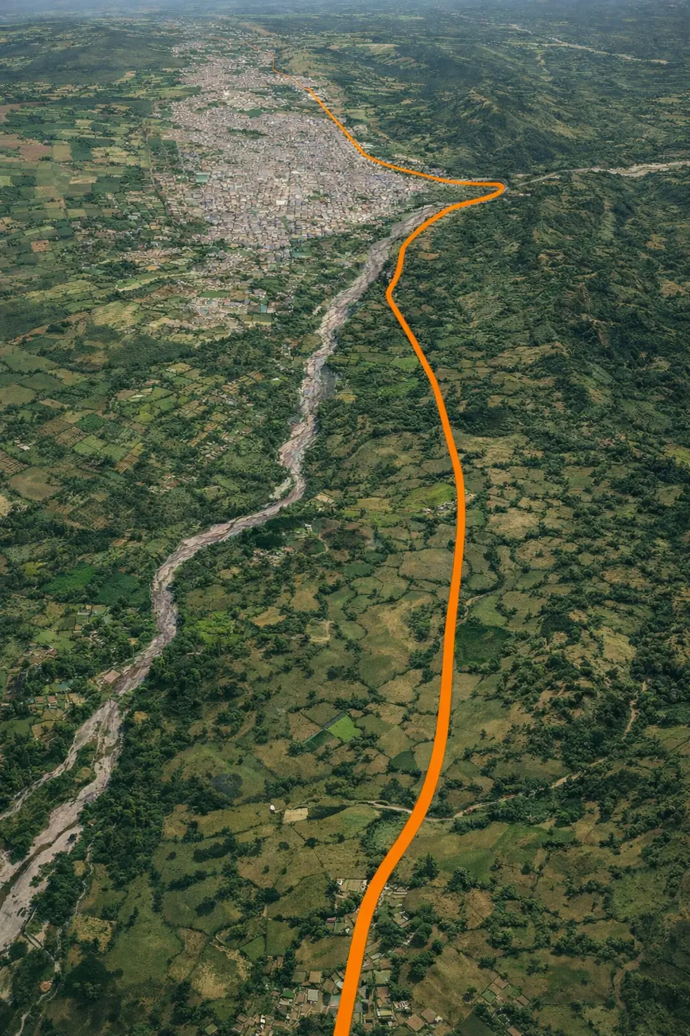 Mapa aéreo con la ubicación de Quintas de Maral sobre la vía Yopal – Pore