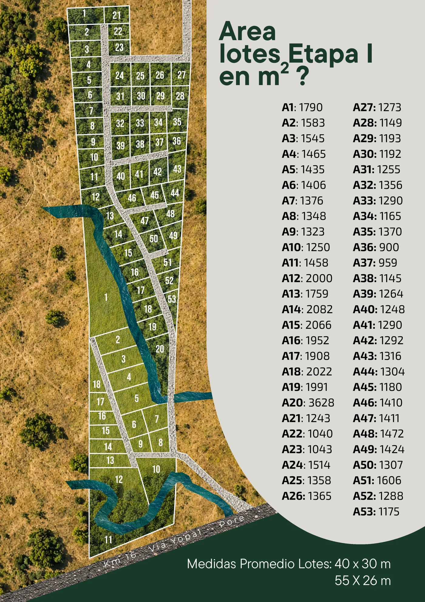 Plano de la Etapa I de Quintas de Maral con los lotes A1 al A53